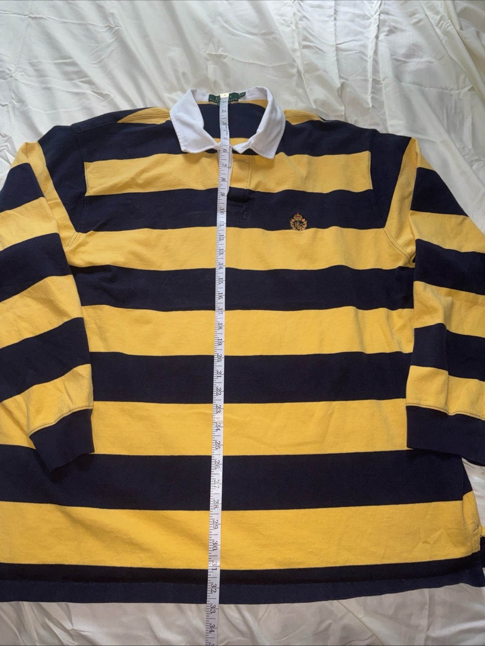 Ralph Lauren Yellow and Navy Striped Rugby Polo